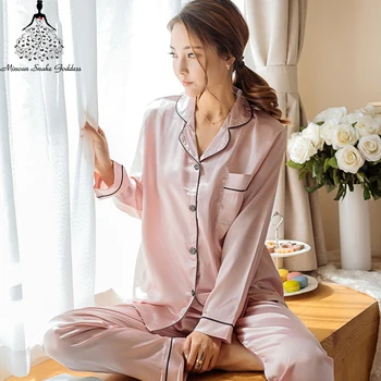 Silk Satin Pijama Set pentru femei Plus Dimensiune M-5XL Maneca Lunga, Pijamale Femei Dorm Două Bucata Set Body Camasi+Pantaloni de Pijama