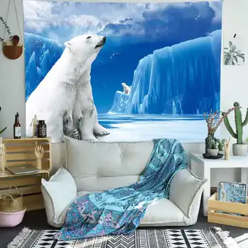 Simsant Animale Marine Tapiserie Urs Polar Glaciar Râuri de Gheață pe Perete tapet pentru Camera de zi Dormitor Decor Acasă Banner