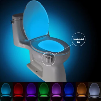 Smart Senzor de Mișcare PIR, Toaletă Lumina de Noapte 8 Culori rezistent la apa Fundal Pentru Vas de Toaletă CONDUS Luminaria Lampa WC Toaletă Lumina