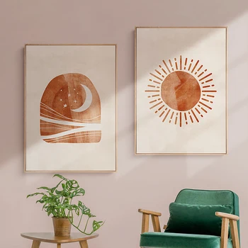 Soarele și luna Panza Pictura Morandi Nordic Postere si Printuri de Arta de Perete de Imagine pentru Camera de zi Decor Acasă Cuadros