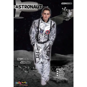 Spațiu pentru Bărbați Costum Adult Plus Dimensiune Costum de Astronaut Argint Pilot Costume Costum de Halloween-O singură Bucată Salopeta Costum Adult