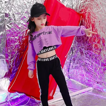 Sport pentru copii Costume de Haine de Bumbac coreeană de Moda Hip Hop Streetwear Adolescente Violet Hanorace Hanorac + Pantaloni negri