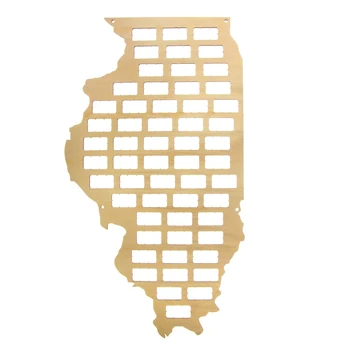 Statului Illinois din statele UNITE ale americii Vin Cork arată Hartă Statului Illinois Semn de Lemn Decupaj Perete Art Deco Hartă Cadou pentru Iubitorii de Vin Colector de Afișare