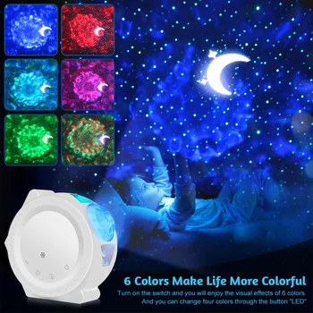 Stele colorate Lumina de Noapte Cerul Înstelat Galaxy Proiector Lampa 6 Culori Ocean Fluturând Lumini de Încărcare USB Lampa de Proiecție Copii Cadou