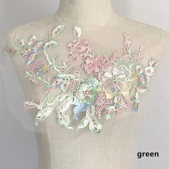 Stereo floare cu margele plasă de broderie cârpă dantelă patch rochie accesorii decor
