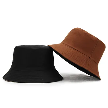 Stil coreean Monofazate Culoare Reversibile Găleată Pălării pentru Femei Barbati Adulti Unisex față-verso Pescar Pălărie Capace în aer liber Panama bob