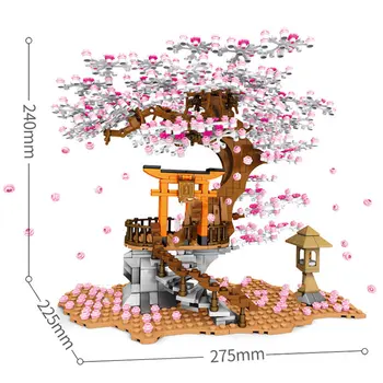 Stradă oraș Japanese Cherry blossom Bloc Set DIY Rotație Hut Clădire din Cărămidă Jucărie Pentru Prieteni Fete Copii