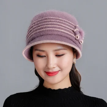 SUOGRY de sex Feminin din Lână Amestecată Blana de Iepure Cald Căciuli Tricotate Largi Pălării Capac 2019 Noua Moda Femei Pălărie de Iarnă Seturi Cadou Mamei