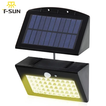 T-SUNRISE 50 LED Separatable Senzor de Mișcare de Perete de Lumină Alb Cald 3000k LED Lampă Solară pentru Utilizare Interior/Exterior rezistent la apa IP65