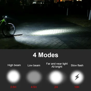 T6 Biciclete Cornul Lumina Display Digital USB de Încărcare Dublu Noapte de Echitatie Orbire Lanterna Lumină Față Accesorii pentru Biciclete