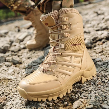 Tactic cizme barbati forțele speciale militare cizme din piele rezistent la apa deșert luptă glezna cizme de armata pantofi pentru bărbați pantofi de drumetii
