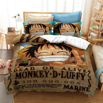 Textile acasă O BUCATĂ Monkey D. Luffy Tipărite Set de lenjerie de Pat Personaj Anime Carpetă Acopere Stabilit Regele Regina Dublu, Lenjerii de pat