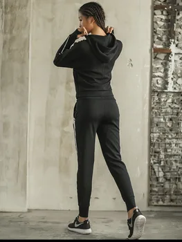 Toamna femei din două piese set haine cu fermoar+pantaloni sport de funcționare yoga haine femei sală de fitness, treninguri seturi de ropa deportiva