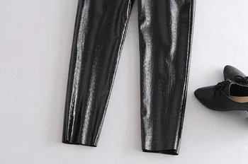 Toppies Negru Pantaloni Din Imitatie De Piele Pentru Femei Talie Mare Pantaloni De Creion 2020 Toamna Iarna Pantaloni