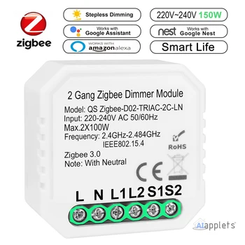 Tuya Zigbee 3.0 Dimmer Smart Switch Module Controler 2 Modul De Control De La Distanță Inteligent Comutator De Lumină Releu Google Asistent Alexa Echo
