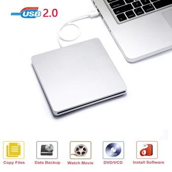 Ultra Slim USB2.0 Unitate DVD Externă/Arzator/Unitate Optica CD-RW DVD-RW Superdrive Disc Duplicator Compatibil cu Mac și Laptop