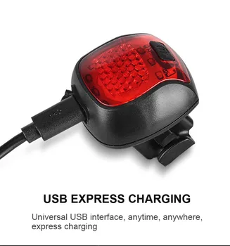 Universal USB interfață Coada de Lumină 180 de Grade Azimut Iluminare IP65 rezistent la apa si Praf Biciclete Coada Lumina
