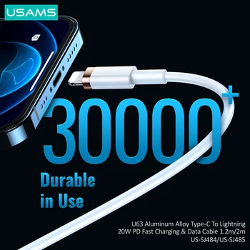 USAMS PD 20W C USB Cablu Pentru iPhone 12 Pro Max 11 X Xr Xs Rapid de Încărcare Pentru iPad Air 4 Tip C USBC Incarcator USB-C de Date Cablul de Sârmă