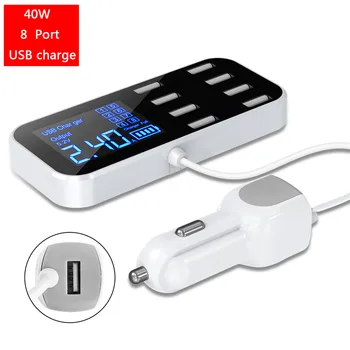 USLION 40W 8 Port USB Încărcător de Mașină Cu LED-uri de Afișare Universal Telefon Mobil, Masina-Incarcator Pentru Xiaomi Onoare iPhone 11 Pro Max Tableta