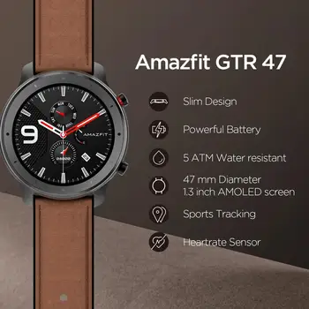 Versiune globală Amazfit GTR 47mm Ceas Inteligent 5ATM Noul Smartwatch Lunga a Bateriei Music Control Pentru Android, IOS, Telefon