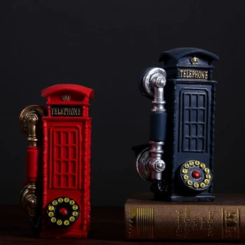 VILEAD 21cm Rășină Cabină Telefonică Figurine Creative Europene Cutie pusculita Decor Hogar Artizanat lucrate Manual Cadouri Vintage