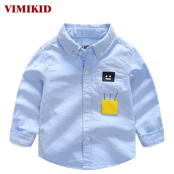 VIMIKID de Îmbrăcăminte pentru Băieți Bluza de Toamna cu mâneci Lungi Culoare Solidă Imagine de Desene animate Oxford Broderie Tricou Haine pentru Copii Tricouri k1