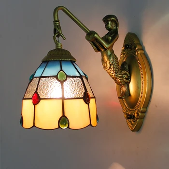 Vintage Bohemia Decor Baie Lampă De Perete De Sticlă Colorată Sconces Sirena Suport De Perete Lumina Decorațiuni Interioare Corpuri De Iluminat