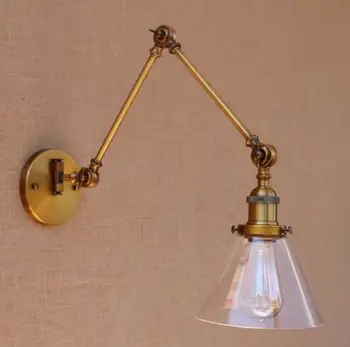 Vintage Perete de Sticlă de Lumină Leagăn Brațul Lung Lumini de Perete Corpuri de iluminat Industriale Retro Lampă de Perete Edison Aplici LED