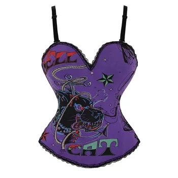 Violet sexy bumbac curea corset femei overbust underbust brâu shaperwear victorian petrecere de zale sexy burlesque corset