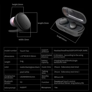 VKUES TWS Atingeți de Două Bluetooth5.0 Căști Wireless mini Căști Impermeabil Căști in-ear Sport Căști cu Microfon pentru iphone XS