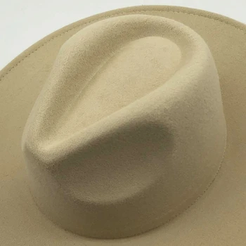 Wide Brim Fedora Hat Pentru Femei Culoare Solidă Lână Pălărie de Fetru Pentru Barbati Toamna Iarna Panama Gamble gri Jazz Capac