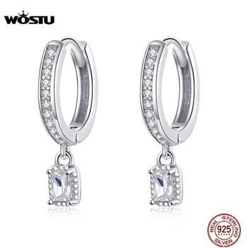WOSTU Vânzare Fierbinte Argint 925 Cerc Legăna Clar Zircon Cercei Pentru Femei Stil coreean Nunta Bijuterii Fine CTE157