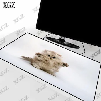 XGZ Pisica Drăguț Animal pe Fundal Alb Extra Large Tastatură de Gaming Mouse Pad Calculator Gamer pad Lock Marginea Mat Xl Xxl