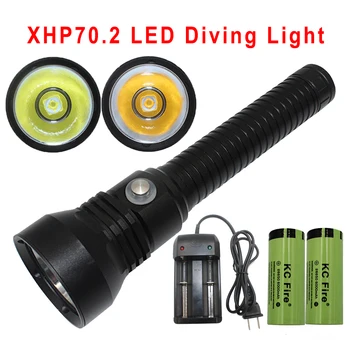 XHP70.2 LED-uri de Scufundări lanterna Lanterna 26650 Tactice Lumina Subacvatice Galben/Alb 4000 Lumeni Impermeabil Scuba XHP70 Scufundare Lumina