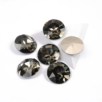 YANRUO 1201 27mm Negru Diamant Rotund Strass Cusut Cristale Pietre de Artizanat Punct Spate Cusute Pietre Pentru Haine Accesorii