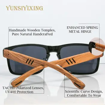 YUNSIYIXING Lemn Polarizat ochelari de Soare pentru Bărbați Piața de Rășină de Ochelari de Soare din Lemn Natural UV400 Oglindă Ochelari de Bărbați/Femei Oculos de sol