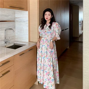 ZOSOL Retro-coreean Florale Scurt-Maneca Rochie de Vara pentru Femei Talie Hugging Rochie de Slăbire 2020 Nou Rochie Eleganta